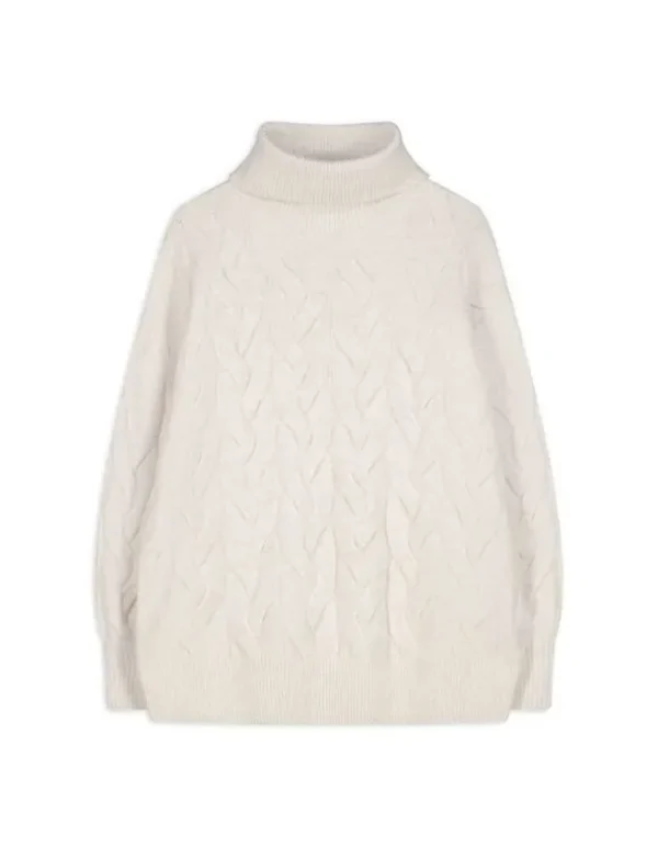 Longpullover - Rollkragen - beige