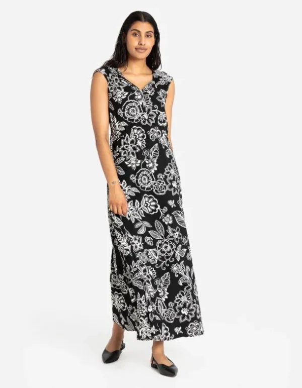 Maxikleid - Rückenausschnitt - schwarz