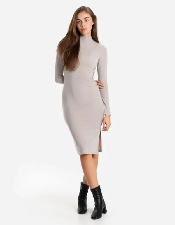 Midikleid - Lurex - beige