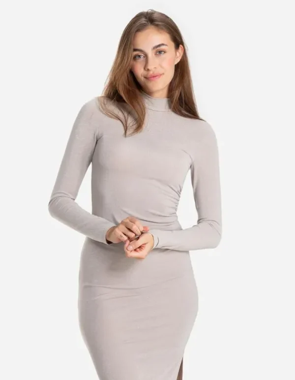 Midikleid - Lurex - beige