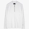 Pololangarmshirt - Reißverschluss - weiß