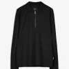 Pololangarmshirt - Reißverschluss - schwarz