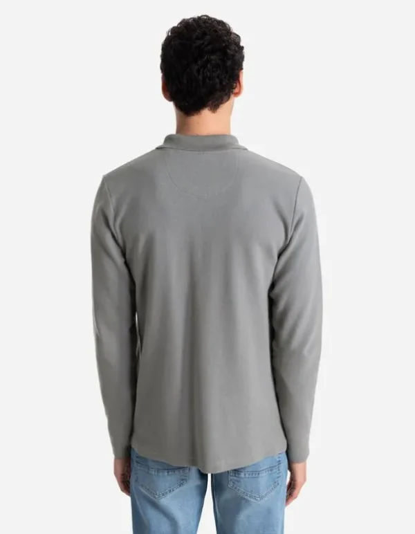 Pololangarmshirt - Reißverschluss - grün