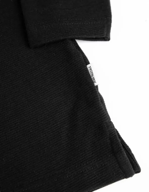 Pololangarmshirt - Reißverschluss - schwarz