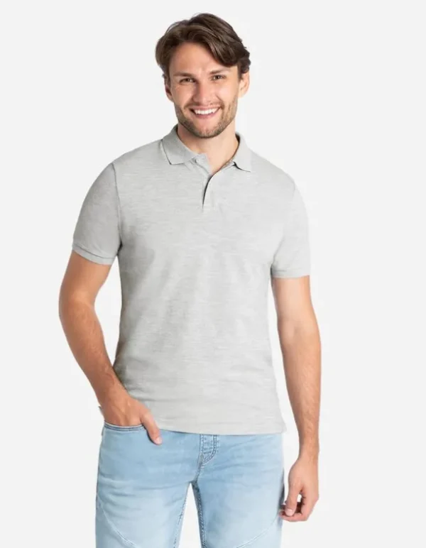 Poloshirt - Knopfverschluss - hellgrau