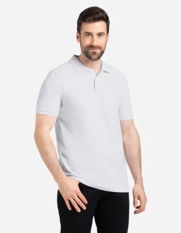Poloshirt - Knopfverschluss - weiß