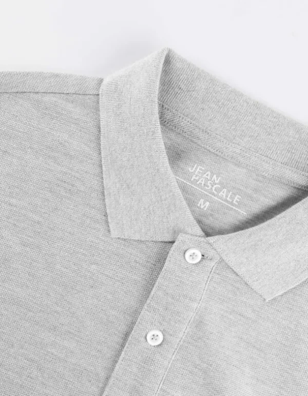 Poloshirt - Knopfverschluss - hellgrau