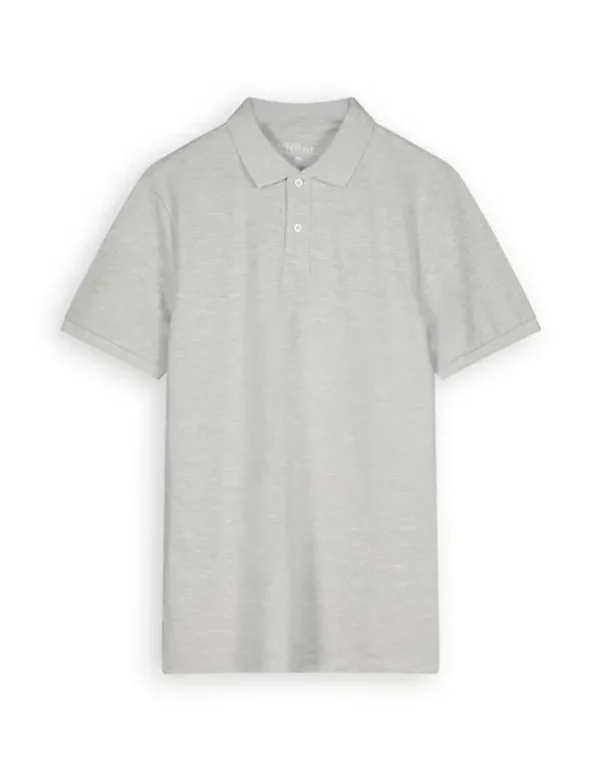 Poloshirt - Knopfverschluss - hellgrau