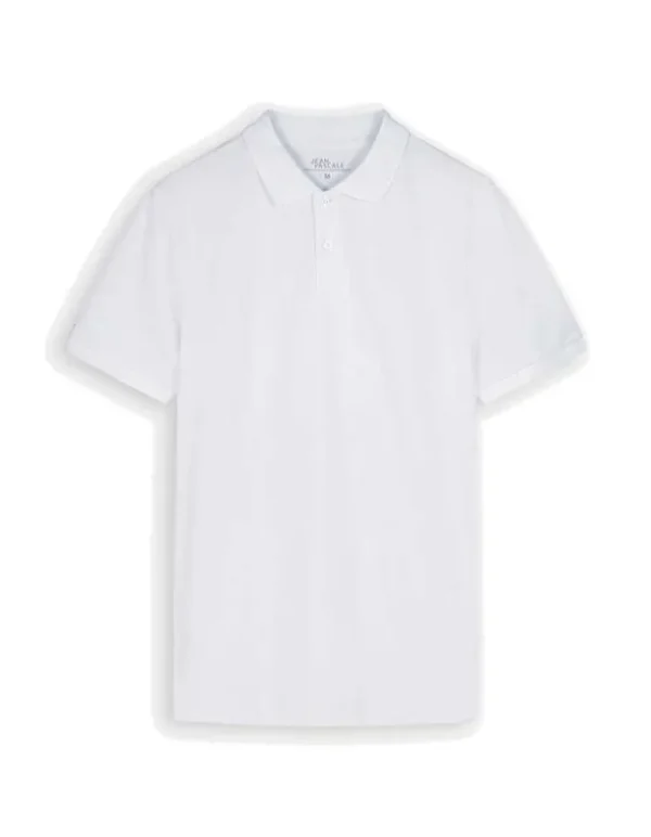 Poloshirt - Knopfverschluss - weiß