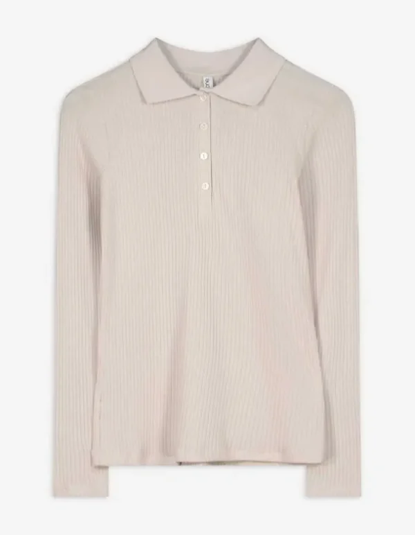 Poloshirt - Rippenstruktur - beige