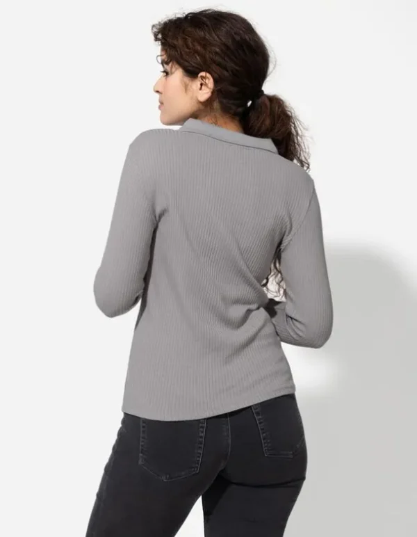 Poloshirt - Rippenstruktur - grau