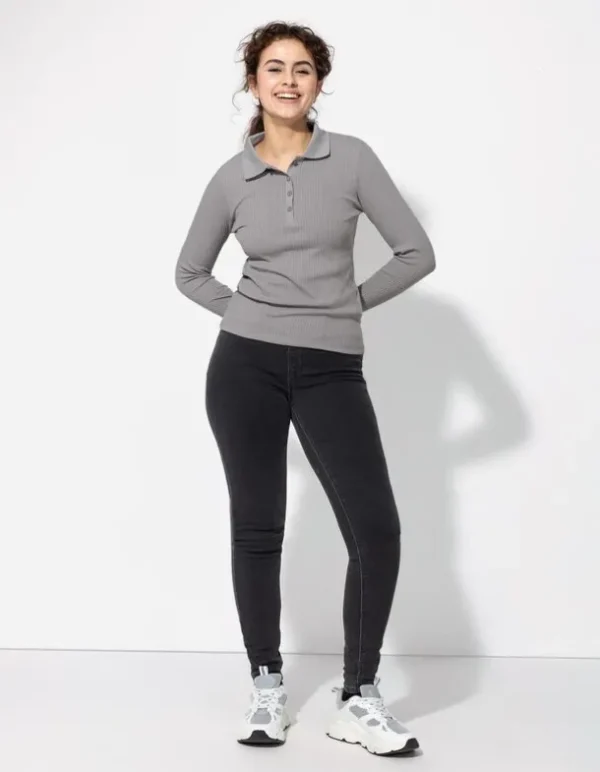 Poloshirt - Rippenstruktur - grau