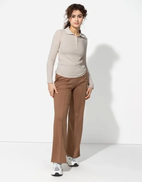 Poloshirt - Rippenstruktur - beige
