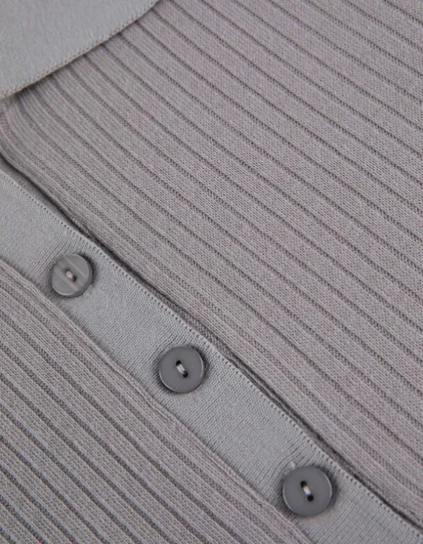 Poloshirt - Rippenstruktur - grau