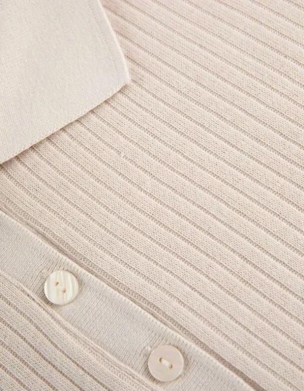 Poloshirt - Rippenstruktur - beige