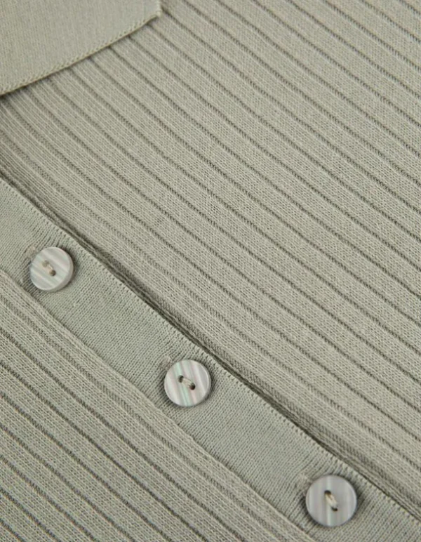Poloshirt - Rippenstruktur - hellgrün