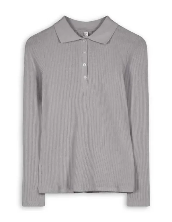 Poloshirt - Rippenstruktur - grau