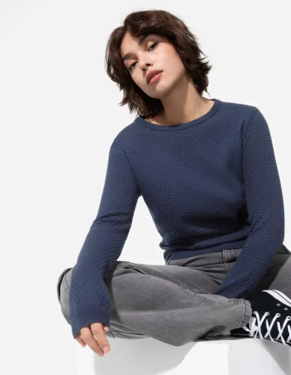 Pullover - Baumwolle - dunkelblau