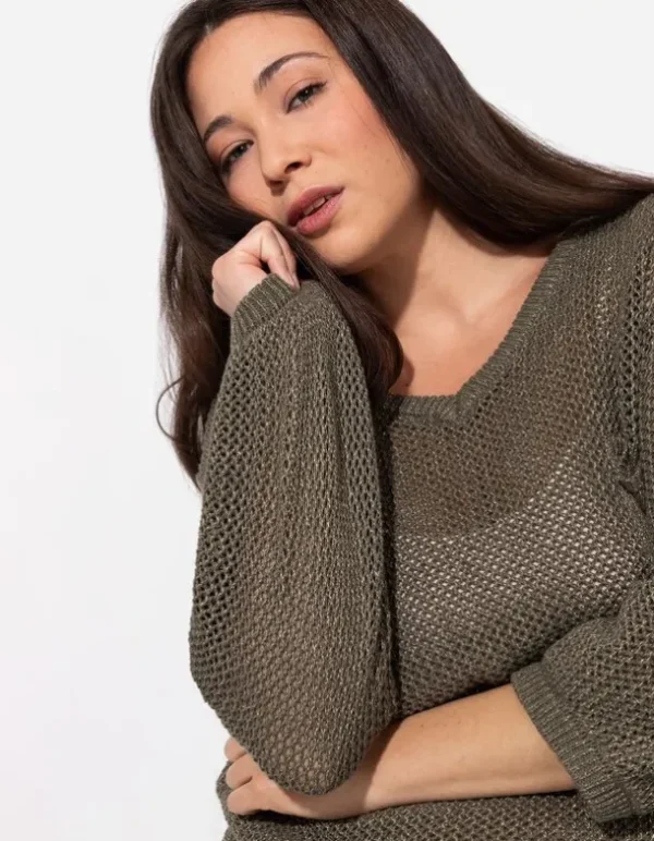 Pullover - Baumwoll-Mix - dunkelgrün
