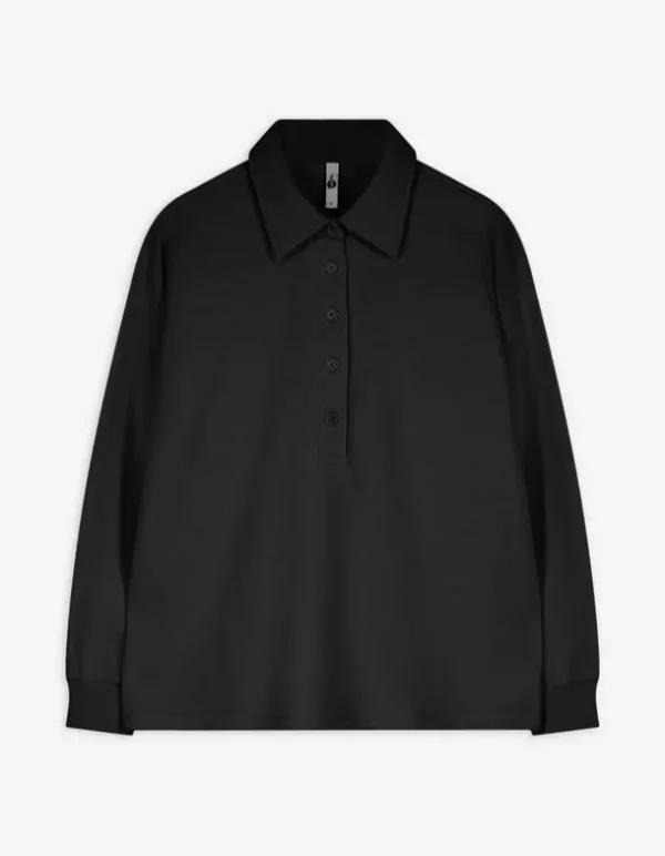 Pullover - Knopfleiste - schwarz