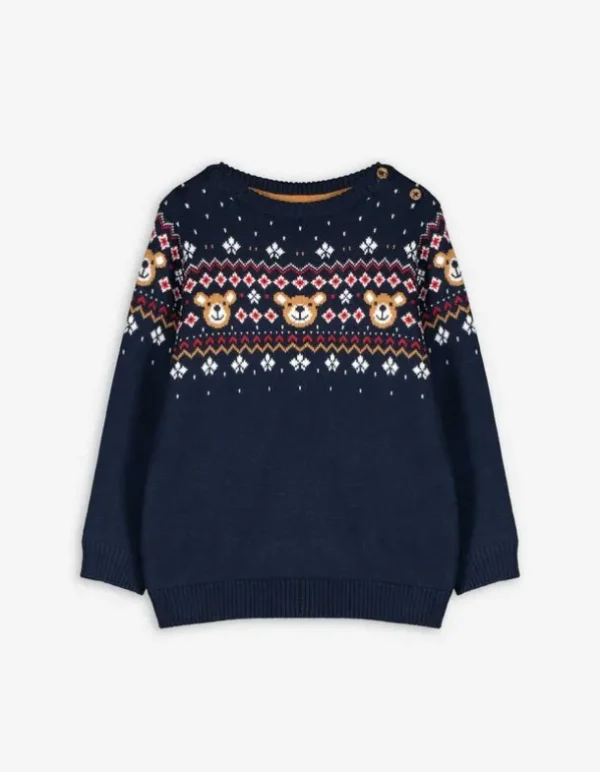 Pullover - Knopfverschluss - dunkelblau