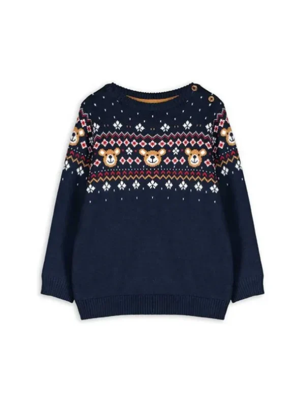 Pullover - Knopfverschluss - dunkelblau