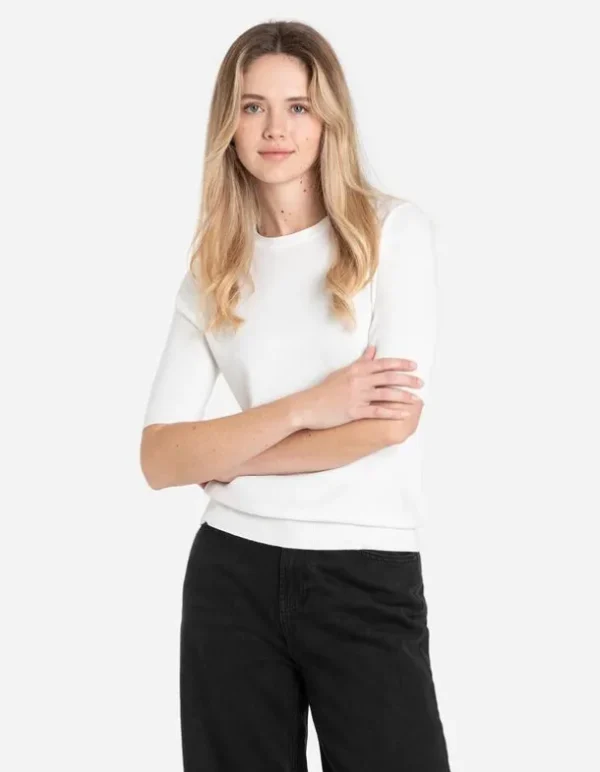 Pullover - Kurze Ärmel - weiß
