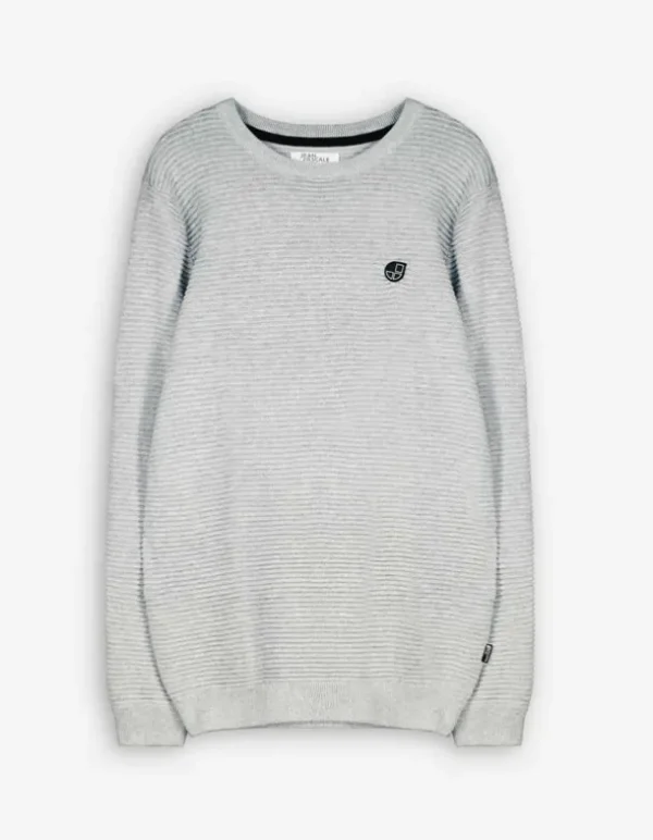 Pullover - Labelpatch - grau