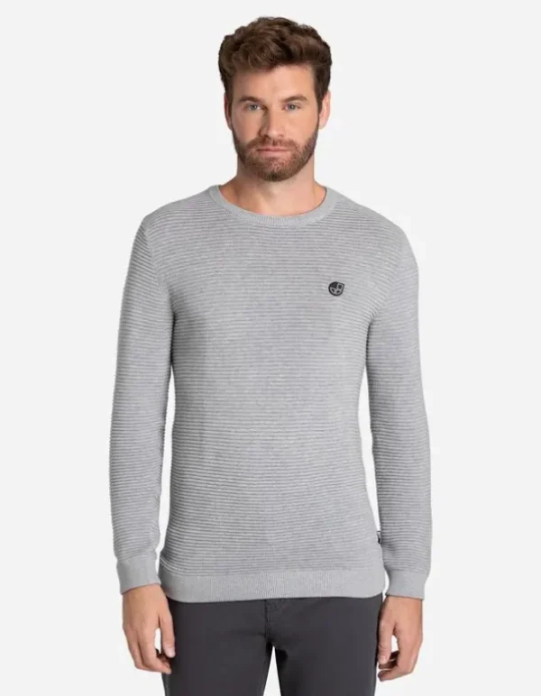 Pullover - Labelpatch - grau