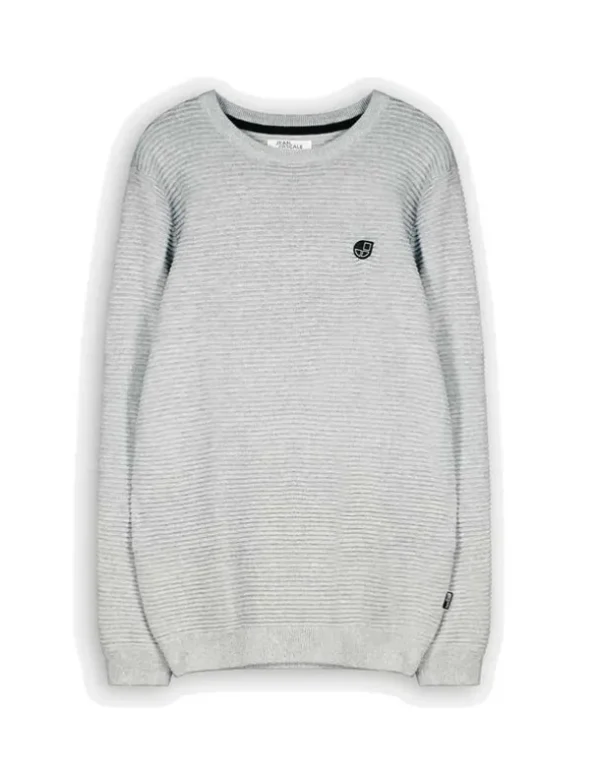 Pullover - Labelpatch - grau