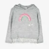 Pullover - Material-Mix - grau