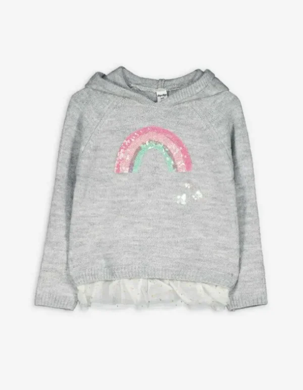 Pullover - Material-Mix - grau
