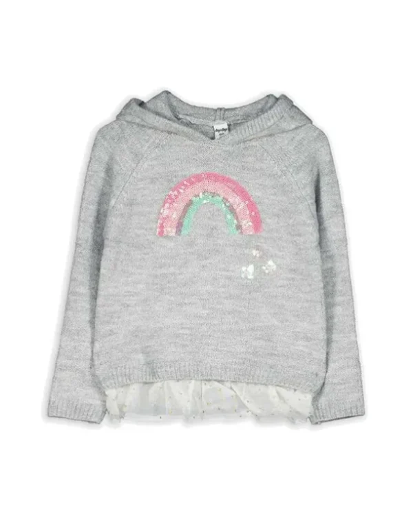 Pullover - Material-Mix - grau