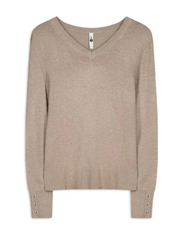 Pullover - Meliert - beige
