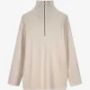 Pullover - Reißverschluss - beige