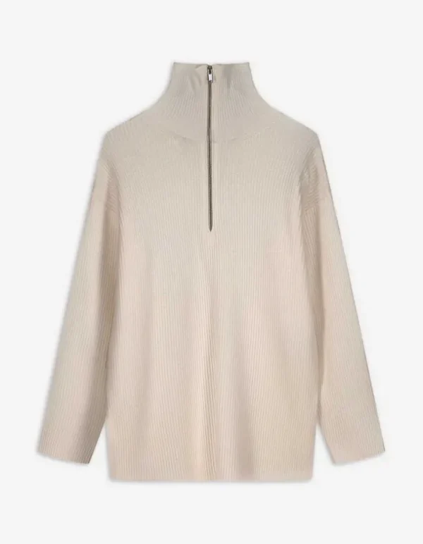Pullover - Reißverschluss - beige