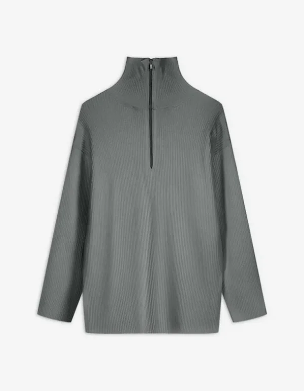 Pullover - Reißverschluss - grau