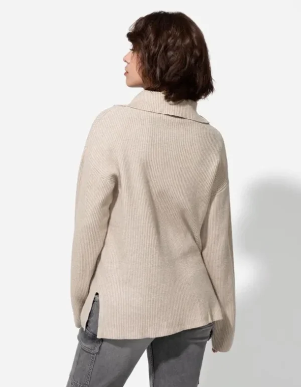 Pullover - Reißverschluss - beige