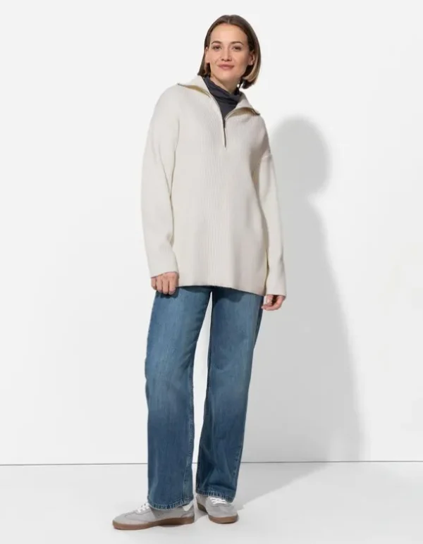 Pullover - Reißverschluss - weiß