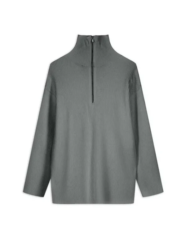 Pullover - Reißverschluss - grau