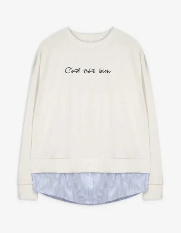 Pullover - Schriftzug - weiß