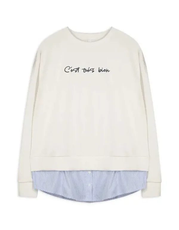 Pullover - Schriftzug - weiß