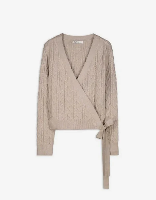 Pullover - Wickeloptik - beige