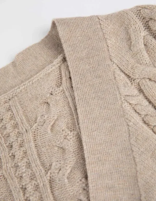 Pullover - Wickeloptik - beige
