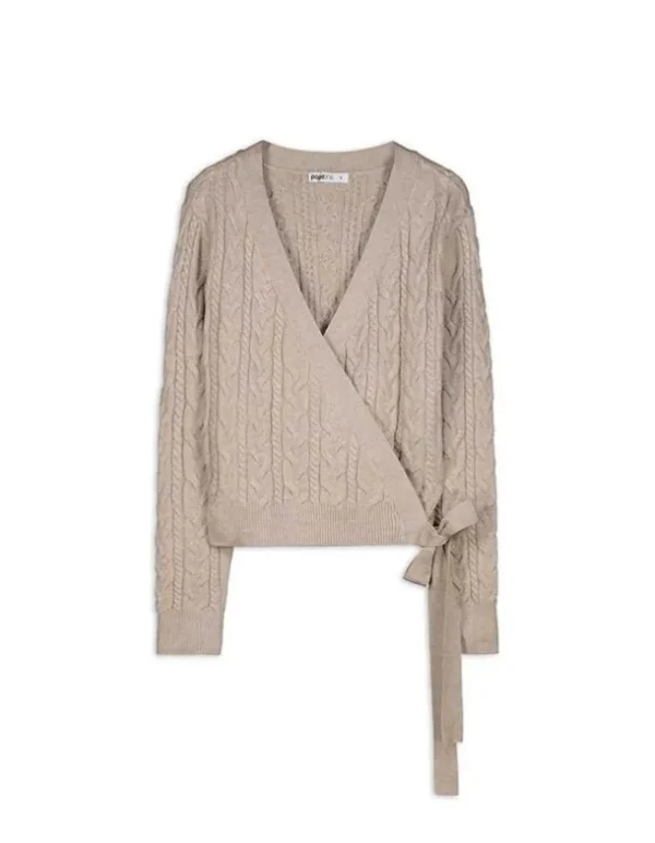 Pullover - Wickeloptik - beige
