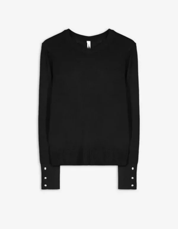 Pullover - Zierknöpfe - schwarz