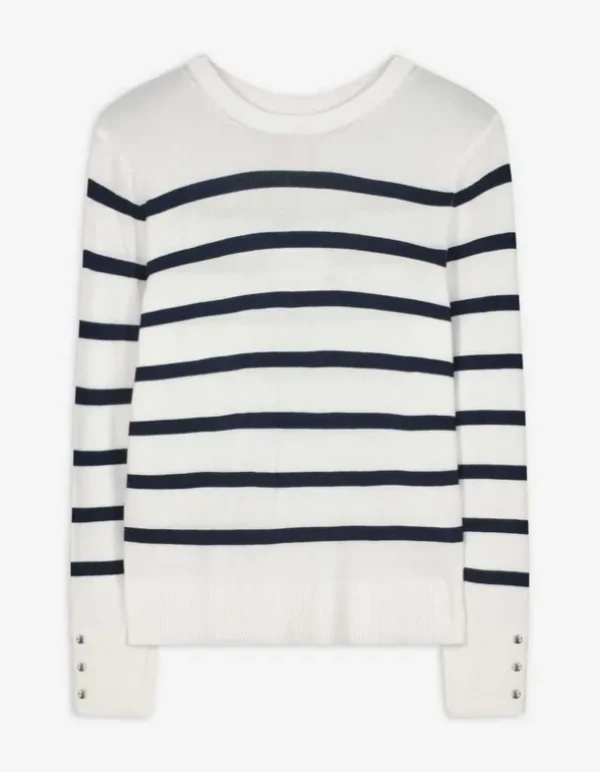 Pullover - Zierknöpfe - weiß