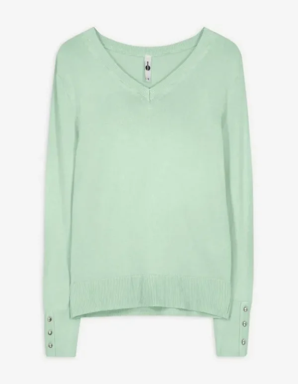 Pullover - Zierknöpfe - grün