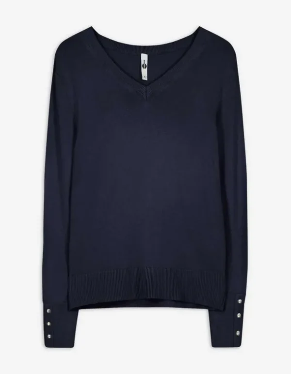 Pullover - Zierknöpfe - dunkelblau