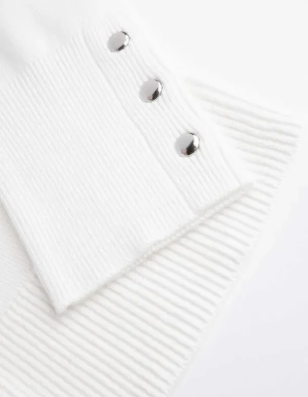 Pullover - Zierknöpfe - weiß